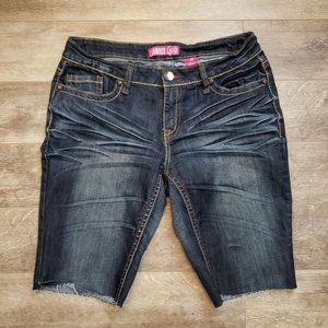 Zanadi Jewel Studded Whisker Fade Cut Off Jean Shorts 16